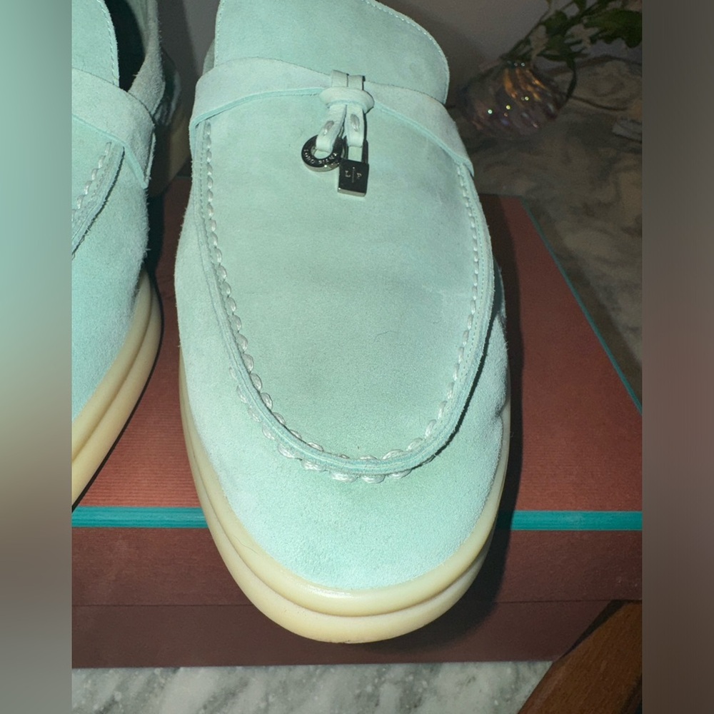 Loro Piana summer walk charm loafer in mint/ light blue - Picture 3 of 12
